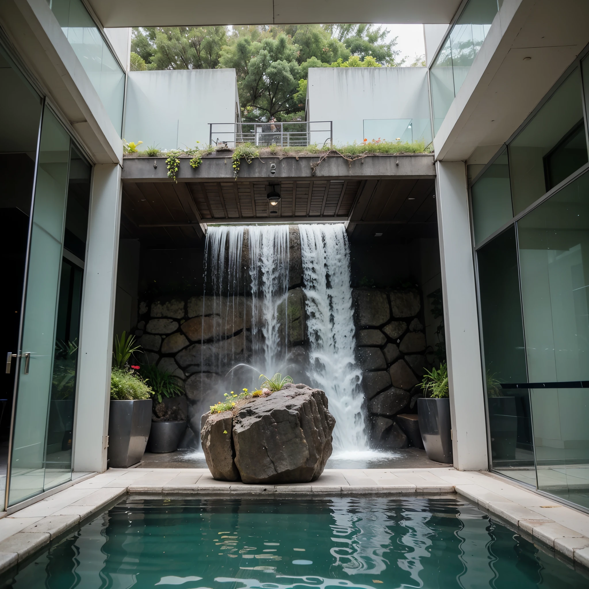HD picture overall layout:The aquarium is located in a valley surrounded by mountains.,The exterior design blends in with the surrounding natural environment。The entrance is a modern glass building,There is a spacious square and flowing water in front of the entrance。
Architectural style:The aquarium building adopts modern design,The streamlined appearance is like undulating waves,The walls are mainly made of transparent glass and steel structure,Embodying a sense of openness and nature。
Display area:There are several display areas in the aquarium.,Each Display area showcases a different marine ecosystem。Including coral reef display area、Deep Sea CreaturesDisplay area、Tropical fish display area, etc.。The aquarium in the display area is designed as a huge floor-to-ceiling glass,Visitors can watch marine life up close。
Mountain view combination:Part of the display area is designed to be semi-open,与Mountain view combination,Visitors can enjoy the mountain views outside while watching the marine life。For example, some areas have open-air ponds and small waterfalls.。
Interactive experience:Touch pool area,Visitors can touch some of the gentle marine creatures with their own hands,Such as starfish and sea urchins。There is also a virtual reality area,Experience the feeling of deep sea diving through VR equipment。
Recreation area:There is a cafe and lounge area in the museum,The rest area is designed as a glass room,You can see the valley and the oceanarium all around.。
Environmental Theme:Aquarium focuses on environmental education,There are special display panels and interactive installations,Introduce tourists to the importance of marine conservation and how to protect the marine environment。
