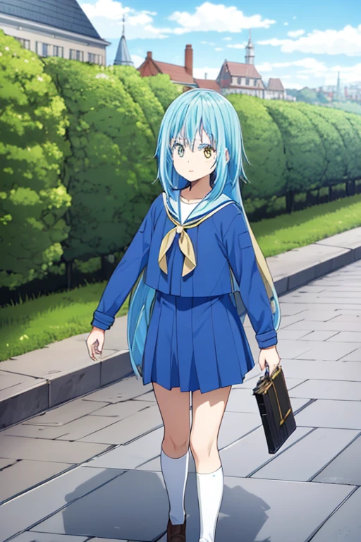rimuru、gender、girl、Sailor suit、skirt、In the town、Different world