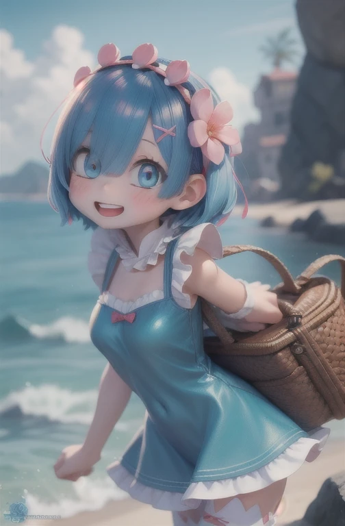 Alsom /(Also:zero)/ Bright midsummer sunlight,One-piece swimsuit for the summer beach、Frolicking on the edge of the waves、、With a smile、Anime Girls , short light blue hair , blue eyes, Girl Fanart, in an Anime Style, in Anime Style, Gweiz-style artwork, Anime Moe Art Style, modern Anime Style, Anime Style illustration, Anime Style only, Anime art style, Anime Style, Anime Style character, Anime Style. 8k, Anime Style art, Anime Style 4 k