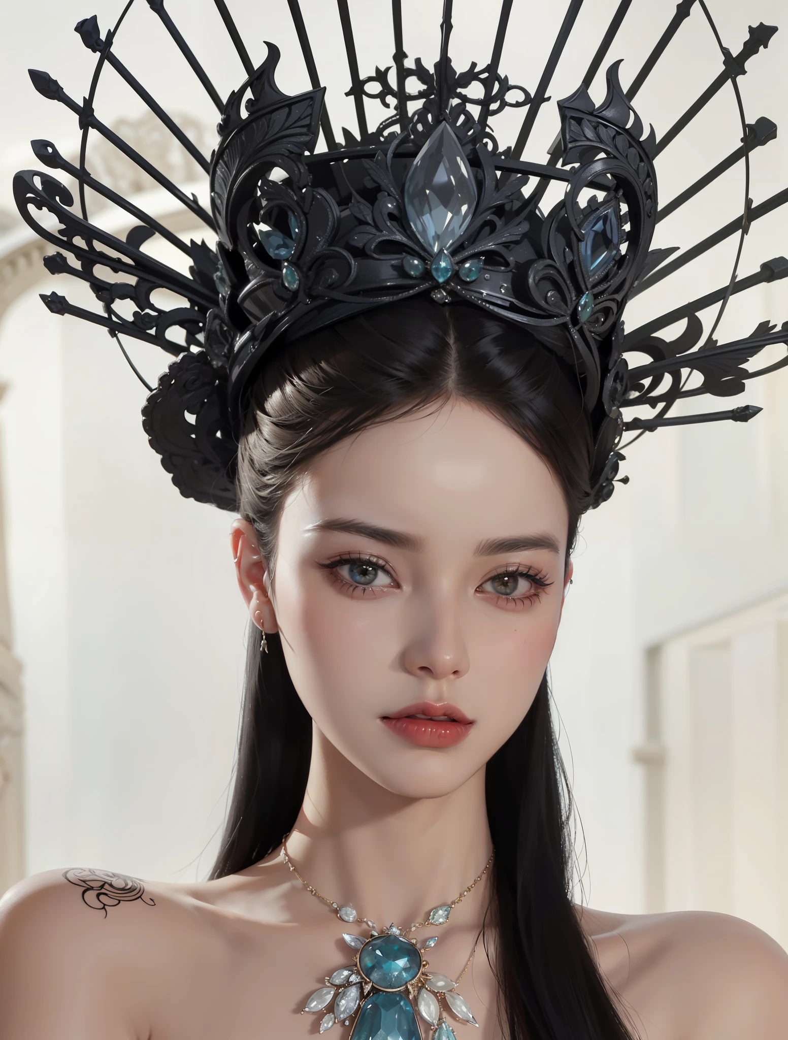 Royal sisters,Exquisite eyes,Frozen queen,Put the crown on your head,Detailed facial expressions body,Tall and big,Glamorous characters,Leg length,4k,HD,Sensual,White translucent lace,白皙The complete picture,Little cherry mouth,Beautiful and lovely,The complete picture,Glossy gelcoat,Vampire Queen in luxurious robes,Have a tattoo(Intricate tattoo designs),Rich facial details,Wear gorgeous jewelry,Royal Princess,Sparkling gemstone necklace,身体Have a tattoo,Skin radiance,Very exquisite and luxurious crown