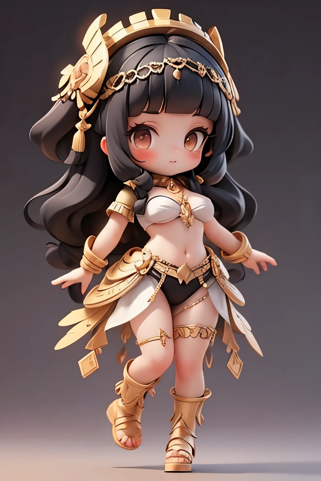 Cleopatra,black hair,Simple background,Sexy,breast,accessories,cute,happy,Medium-length hair,Jump up
