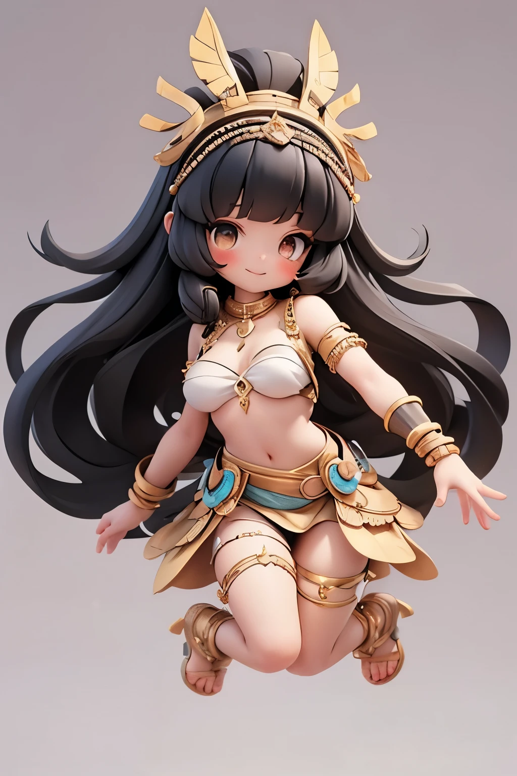 Cleopatra,black hair,Simple background,Sexy,breast,accessories,cute,happy,Medium-length hair,Jump up