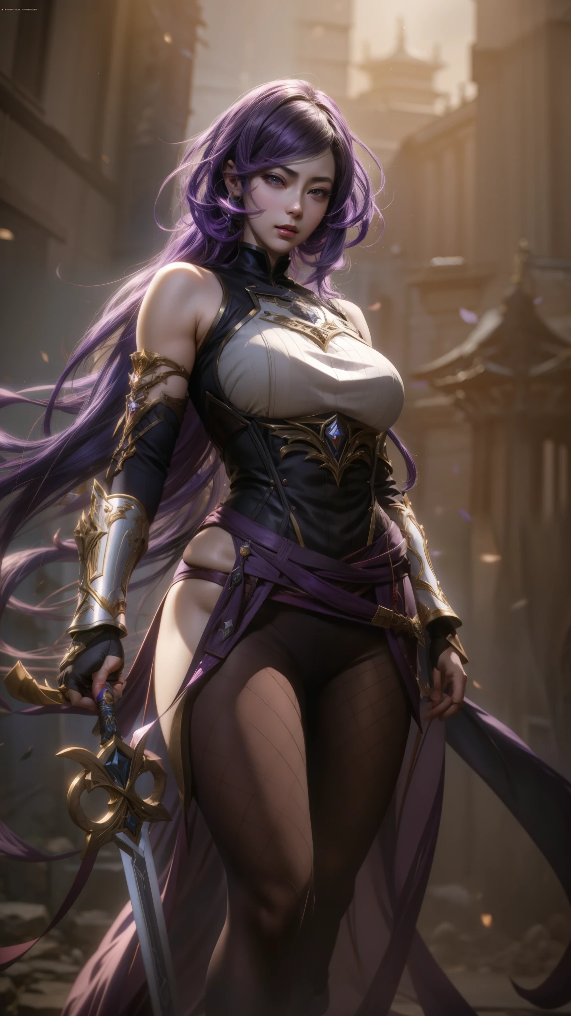 anime girl with purple hair and sword in a dark room, cushart krenz key art feminine, 2. 5 d cgi anime fantasy artwork, irelia from league of legends, krenz cushart and artgerm, ayaka genshin impact, keqing from genshin impact, extremely detailed artgerm, irelia, style artgerm clothless 