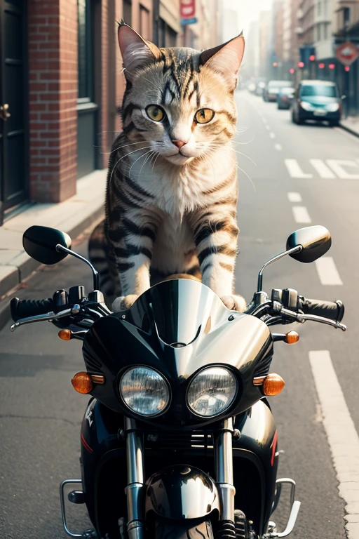 Cat on a motorcycle