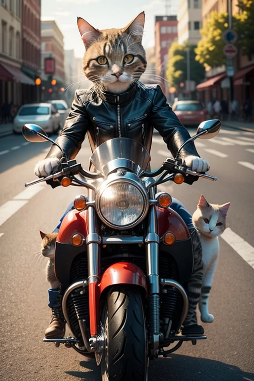 Cat on a motorcycle