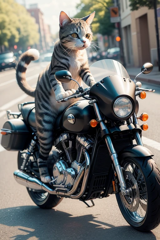 Cat on a motorcycle