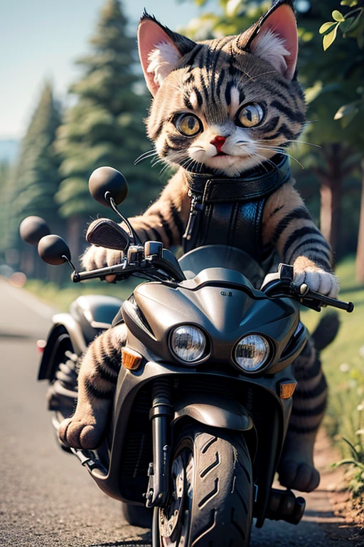 Cat on a motorcycle