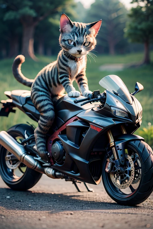 Cat on a motorcycle