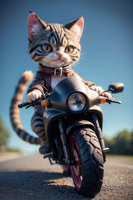 Cat on a motorcycle