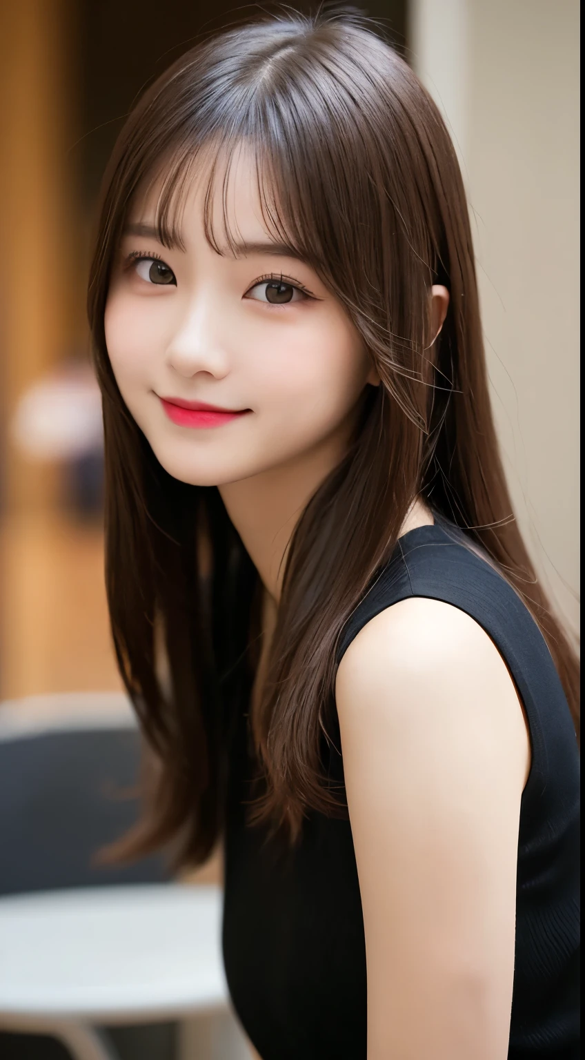 Tabletop, highest quality, shape, Very detailed, finely, High resolution, 8k wallpaper, 完璧なダイナミックな構shape, Beautiful and exquisite,ランダムなcute髪,,Natural color lip, Bold sexy pose,smile、20-year-old girl、cute、Looking into the camera,Always blur the background,Perfect and beautiful face,Slim face and figure,Big eyes、Putting on gal makeup,Small face,Shooting from below、smile,Blurred Background,Elegant feminine face、Cyberpunk Fashion、smile、Make a funny face