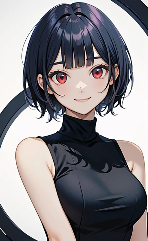 (masterpiece:1.4、top-quality、illustration)、(character focus、,upper body:1.3)、(face:1.5),(1girl),(teasing smile:1.5),(Beautiful eyes:1.4),cute face,(red eyes:1.3)、(tareme:1.3)、(),
),(stand:1.4),、(),(),
(blue grey hair),(short hair:1.5)、
,(),(sleeveless turtleneck china dress:1.5),
(blunt bangs),(sidelocks:1.3), (large breasts)、
、slender、zydG