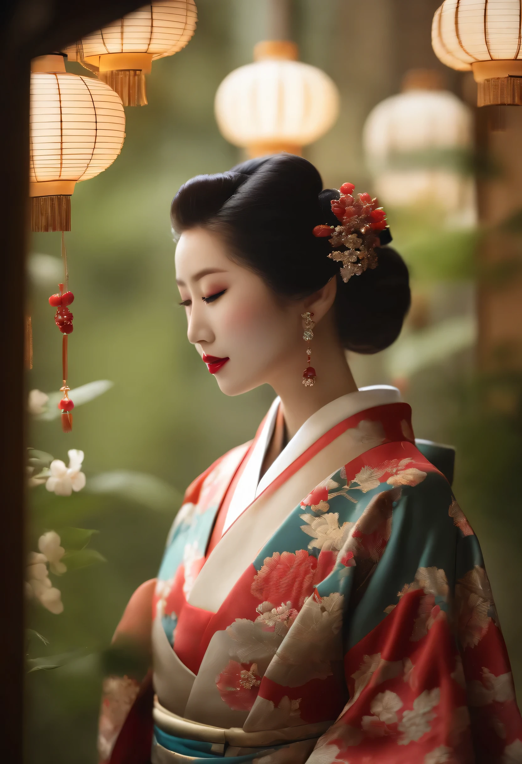 kimono, obi, (8k, RAW photo, best quality, masterpiece: 1.2), (realistic: 1.6), (masterpiece), (best quality: 1.0), (ultra hi-res: 1.0), detail, 40s, one, detail beautiful skin, detail room, ,realistic skin