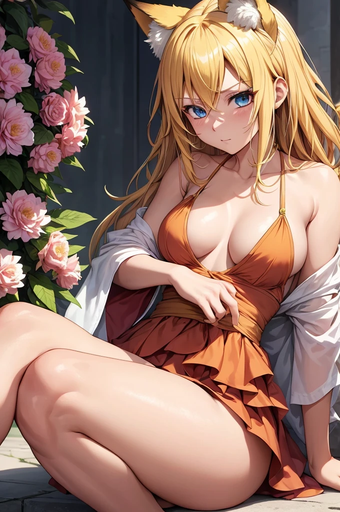 [1girl, Naruto Uzumaki as a girl, female Naruto Uzumaki, gender swapped Naruto, Naruko, Naruto as a female, gender swap, female Naruto Uzumaki (anime: Naruto), female/girl/woman, beautiful blond hair, blond hair, blue eyes, beautiful blue eyes, detailed blue eyes, perfect eyes, fashionable modern outfit, modest girly outfit, fox ears]

Imagine a stunning rendition of Naruto Uzumaki, but reimagined as a girl - let's call her Naruko. Picture her with beautiful, flowing blond hair cascading down her shoulders like golden strands of sunlight. Her eyes, a mesmerizing shade of azure, sparkle with an intensity that draws you in, each detail meticulously crafted to perfection. Naruko stands confidently, exuding strength and determination, yet there's a softness to her features that speaks of her feminine grace.

Now, envision her attire - a modest yet feminine ensemble that perfectly complements her vibrant personality. She wears a pastel-colored sundress, its gentle hues reflecting the softness of her character. The dress is adorned with delicate floral patterns, adding a touch of whimsy to her look. The fabric flows gracefully around her, hinting at her elegant movements.

But what truly sets Naruko apart are the adorable fox ears perched atop her head, a whimsical touch that adds an enchanting allure to her appearance. These ears, with their soft fur and delicate tufts, give her a playful yet mysterious air, hinting at the hidden depths of her character.

Completing her ensemble, she wears a pair of simple flats, their muted tone complementing the femininity of her outfit. Naruko carries herself with poise and grace, embodying the essence of modern femininity with a dash of fox-like charm.

[High quality, 8k, perfect image, best image, highly detailed, detailed, beautiful]