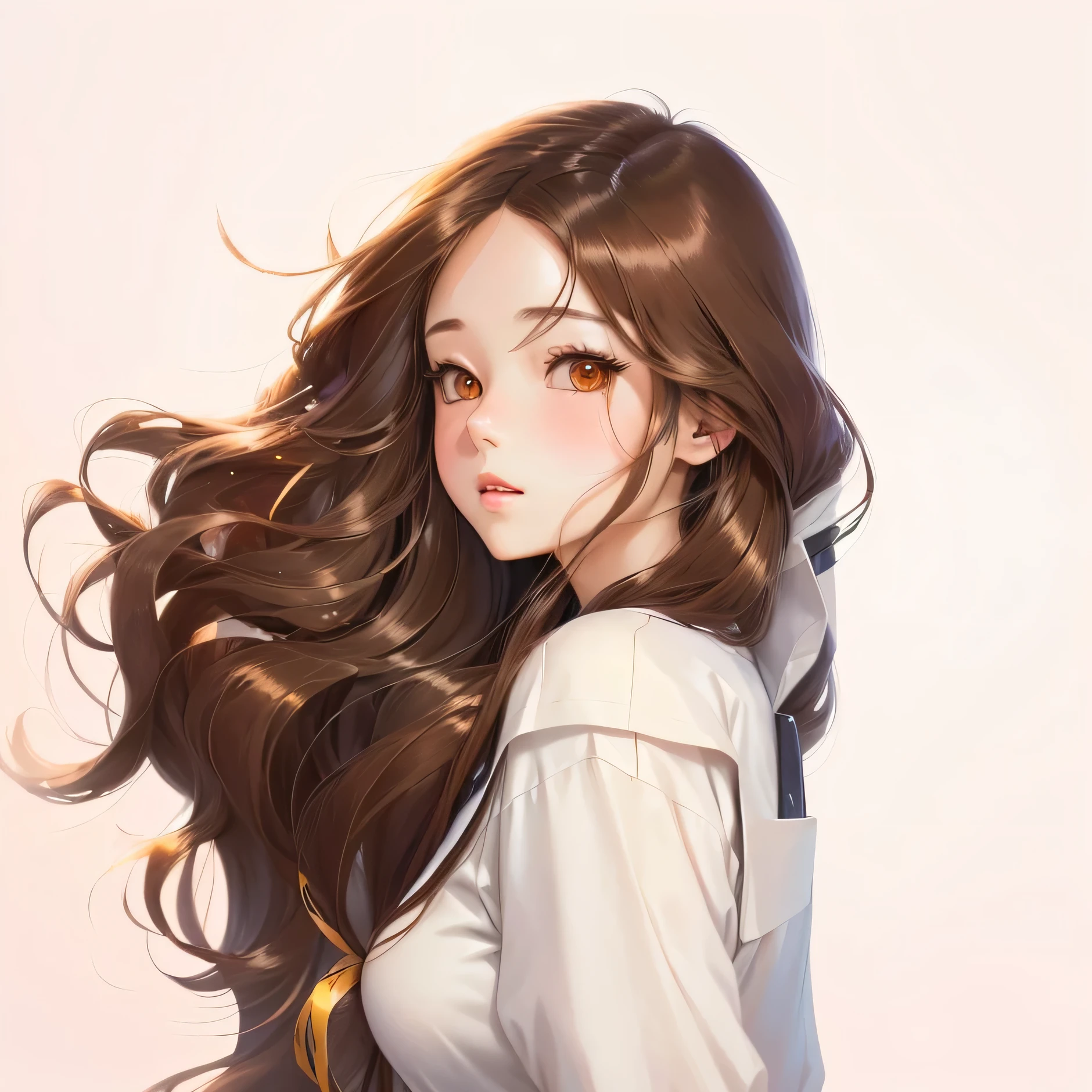 Anime girl with long brown hair and white shirt, Long Hair Anime Girl, Beautiful anime portraits, Digital anime illustration, Detailed portrait of an anime girl, Anime Girl Portrait, In the art style of Bouwater, Beautiful Anime Girls, cute Anime Girl Portrait, Beautiful Anime Woman, Anime Girl Portrait, Anime-style illustrations, Anime Girl Portrait profile, Anime style portrait