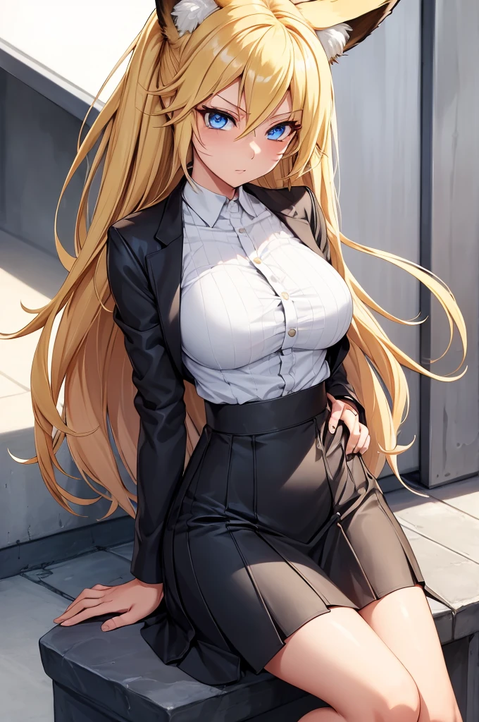 [1girl, Naruto Uzumaki as a girl, female Naruto Uzumaki, gender swapped Naruto, Naruko, Naruto as a female, gender swap, female Naruto Uzumaki (anime: Naruto), female/girl/woman, beautiful blond hair, blond hair, blue eyes, beautiful blue eyes, detailed blue eyes, perfect eyes, fashionable modern outfit, modest girly outfit, fox ears]

Imagine a stunning rendition of Naruto Uzumaki, but reimagined as a girl - let's call her Naruko. Picture her with beautiful, flowing blond hair cascading down her shoulders like golden strands of sunlight. Her eyes, a mesmerizing shade of azure, sparkle with an intensity that draws you in, each detail meticulously crafted to perfection. Naruko stands confidently, exuding strength and determination, yet there's a softness to her features that speaks of her feminine grace.

Now, envision her attire - a modern ensemble that perfectly complements her vibrant personality. She wears a sleek black skirt that accentuates her slender waist and elongates her legs, paired with a crisp white knotted shirt that adds a touch of sophistication to her look. The contrast between the black skirt and the white shirt creates a striking visual effect, highlighting Naruko's confident sense of style.

But what truly sets Naruko apart are the adorable fox ears perched atop her head, a whimsical touch that adds an enchanting allure to her appearance. These ears, with their soft fur and delicate tufts, give her a playful yet mysterious air, hinting at the hidden depths of her character.

Completing her ensemble, she wears a pair of trendy ankle boots in a neutral tone, adding a touch of urban chic to her attire. Naruko carries herself with poise and confidence, embodying the essence of modern femininity with a dash of fox-like charm.

[High quality, 8k, perfect image, best image, highly detailed, detailed, beautiful]