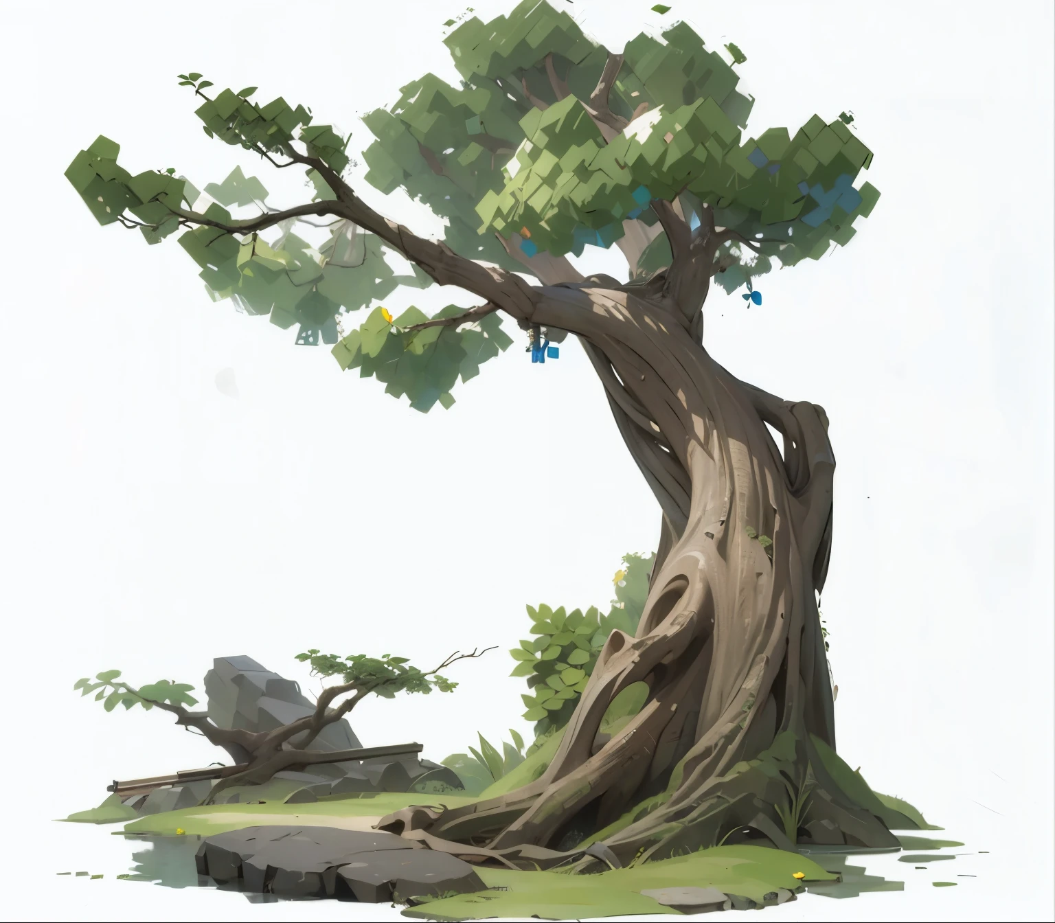 Tree,Direct vision, high quality, Tree叶,Meticulous portrayal,Clear structure,Realistic structure,3d texture