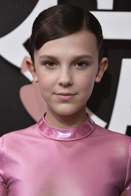 ((best quality)), ((masterpiece)), (detailed), perfect face, Millie Bobby Brown in pink pantyhose