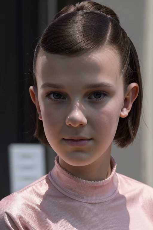 ((best quality)), ((masterpiece)), (detailed), perfect face, Millie Bobby Brown in pink pantyhose