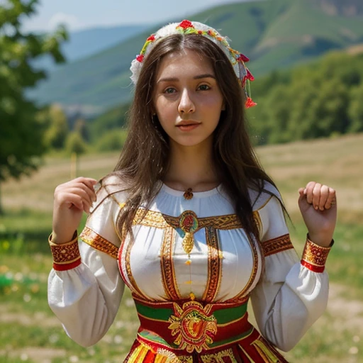 Beautiful woman, 22 years,norrh macedonia, macedonian ethnicity, dressed in traditional clothing slavic style 