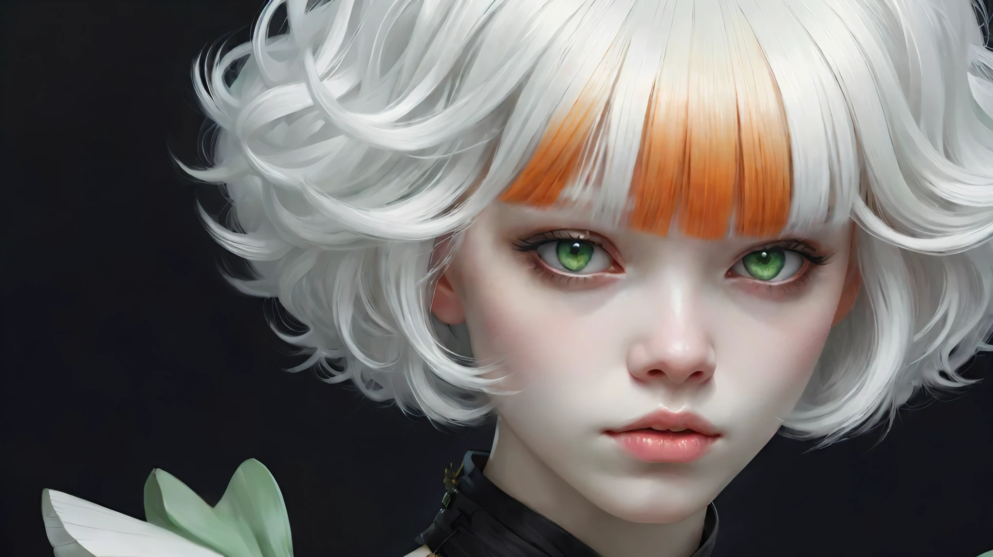 there is a woman with white hair and green eyes posing, wlop loish and clamp style, artwork in the style of guweiz, loish and wlop, wlop art, the style of wlop, intricate wlop, wlop glossy skin, art of wlop, stunning anime face portrait, detailed digital anime art, in style of wlop