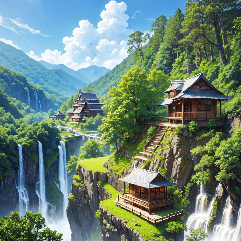 Amazing place、Charming fairytale village、waterfall、small house