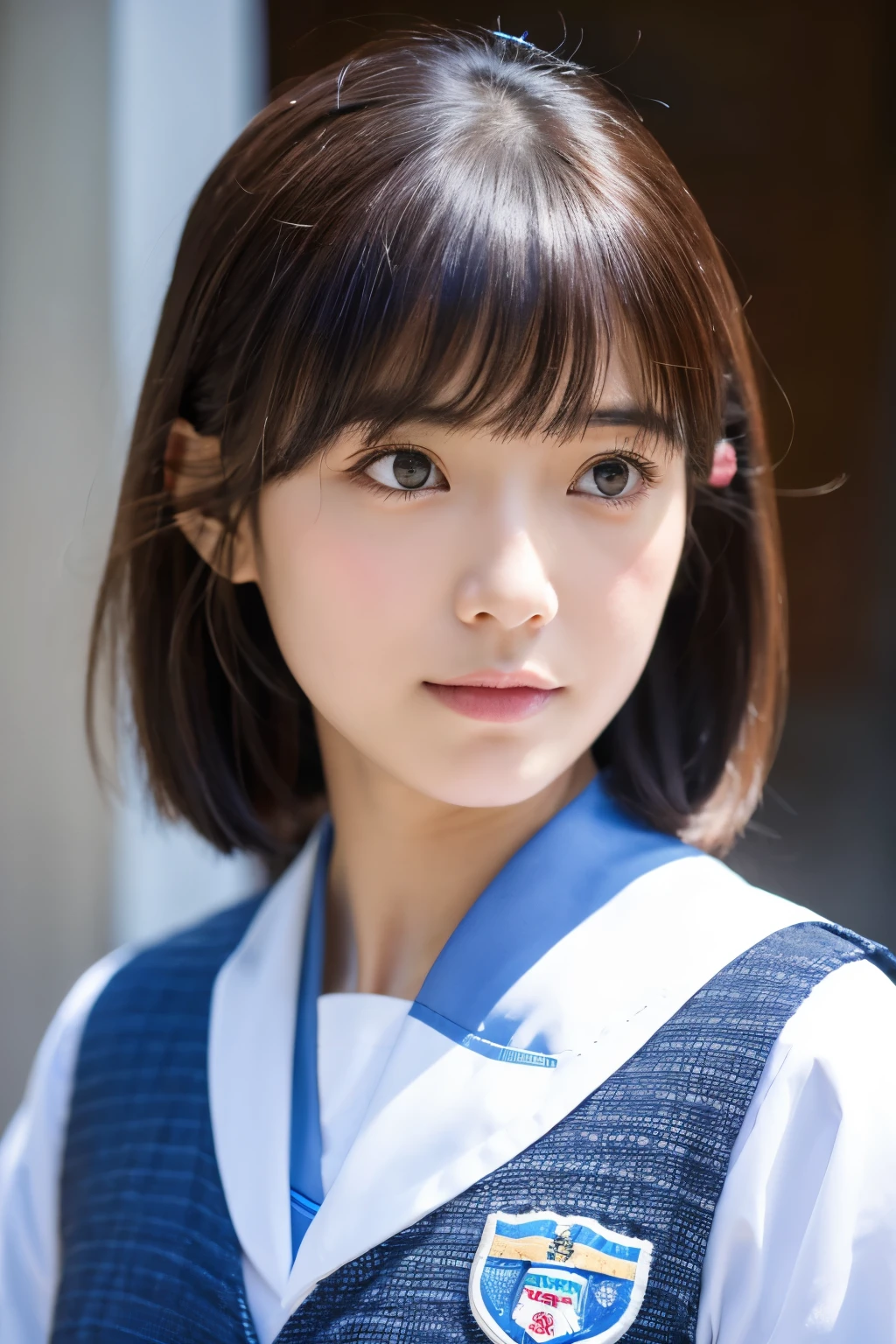 a close up of a woman in a blue dress posing for a picture, seifuku, iwakura lain, rei hiroe, tsubasa nakai's style, japanese , shiori teshirogi, aya takano color style, takada akemi, narumi kakinouchi, sakimimichan, japanese girl
