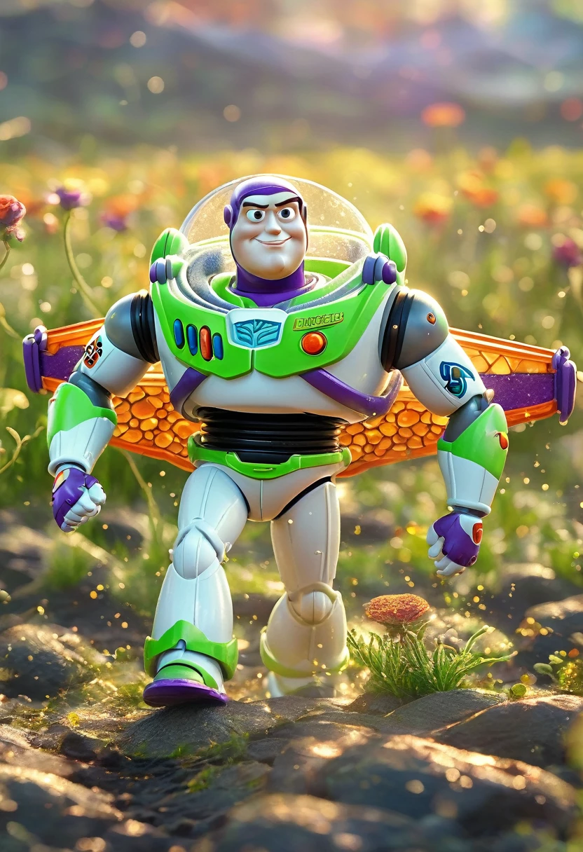 best quality, very good, 16K, ridiculous, Extremely detailed, Lovely(((Buzz Lightyear:1.3))),Made of transparent boiling lava, Background grassland((A masterpiece full of fantasy elements))), ((best quality)), ((Intricate details))(8k)