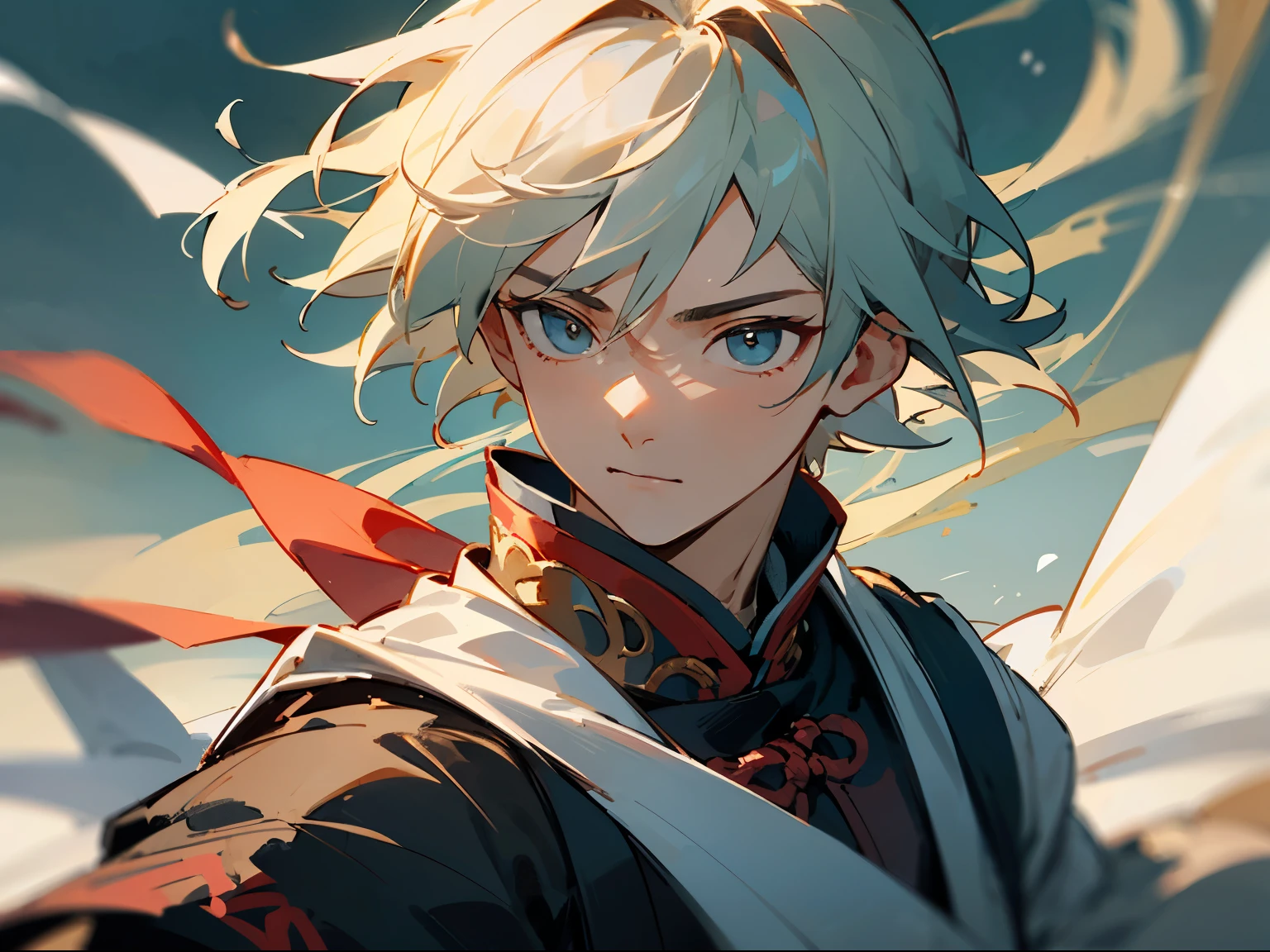 ((best quality)), ((masterpiece)), (detailed), Perfect face。martial arts、、Jianghu、knight、Swordsman、Beautiful boy、Great Wall。