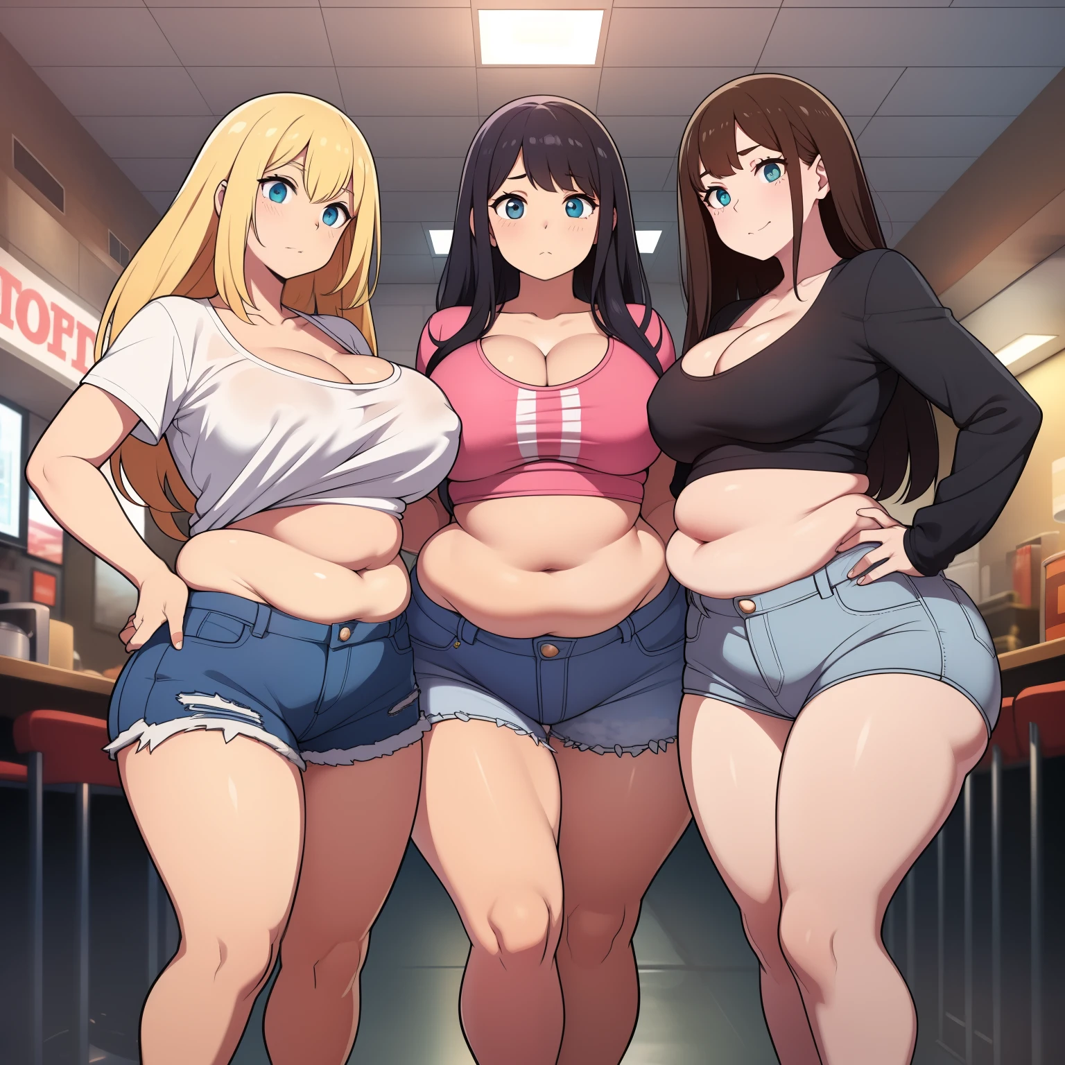 ((plump)), chubby belly, fat rolls, belly hang, deep navel, she has a chubby belly,