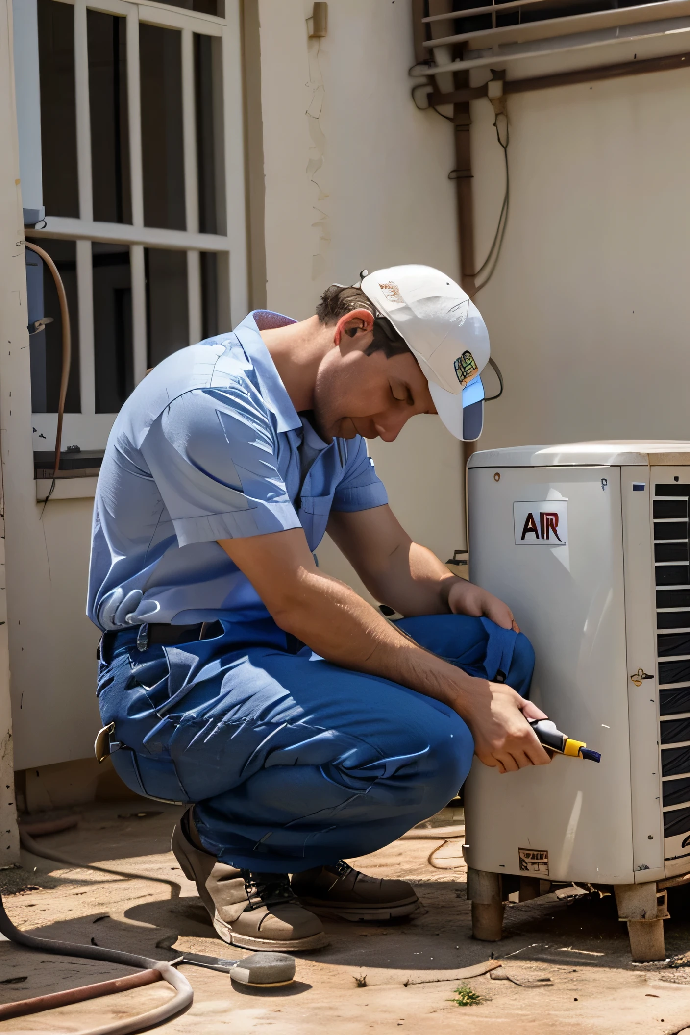 draw a man working on airconditioners, make it a bit so you get the feeling its really cool to do such jobs