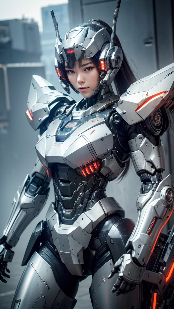 Super detailed, advanced details, high quality, High resolution, 1080p, hard disk, beautiful,(war machine),Armor War,She has machine guns on both arms,Capture the big picture,beautiful,Mecha cyborg girl,battle mode,Mecha body girl,She is wearing a futuristic war machine weapon mecha