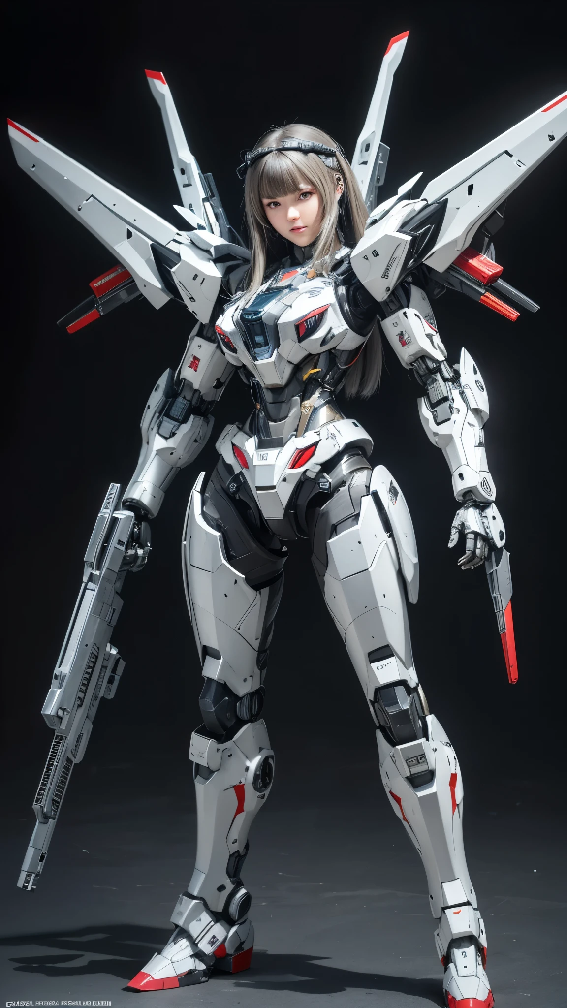 Super detailed, advanced details, high quality, High resolution, 1080p, hard disk, beautiful,(war machine),Armor War,She has machine guns on both arms,Capture the big picture,beautiful,Mecha cyborg girl,battle mode,Mecha body girl,She is wearing a futuristic war machine weapon mecha