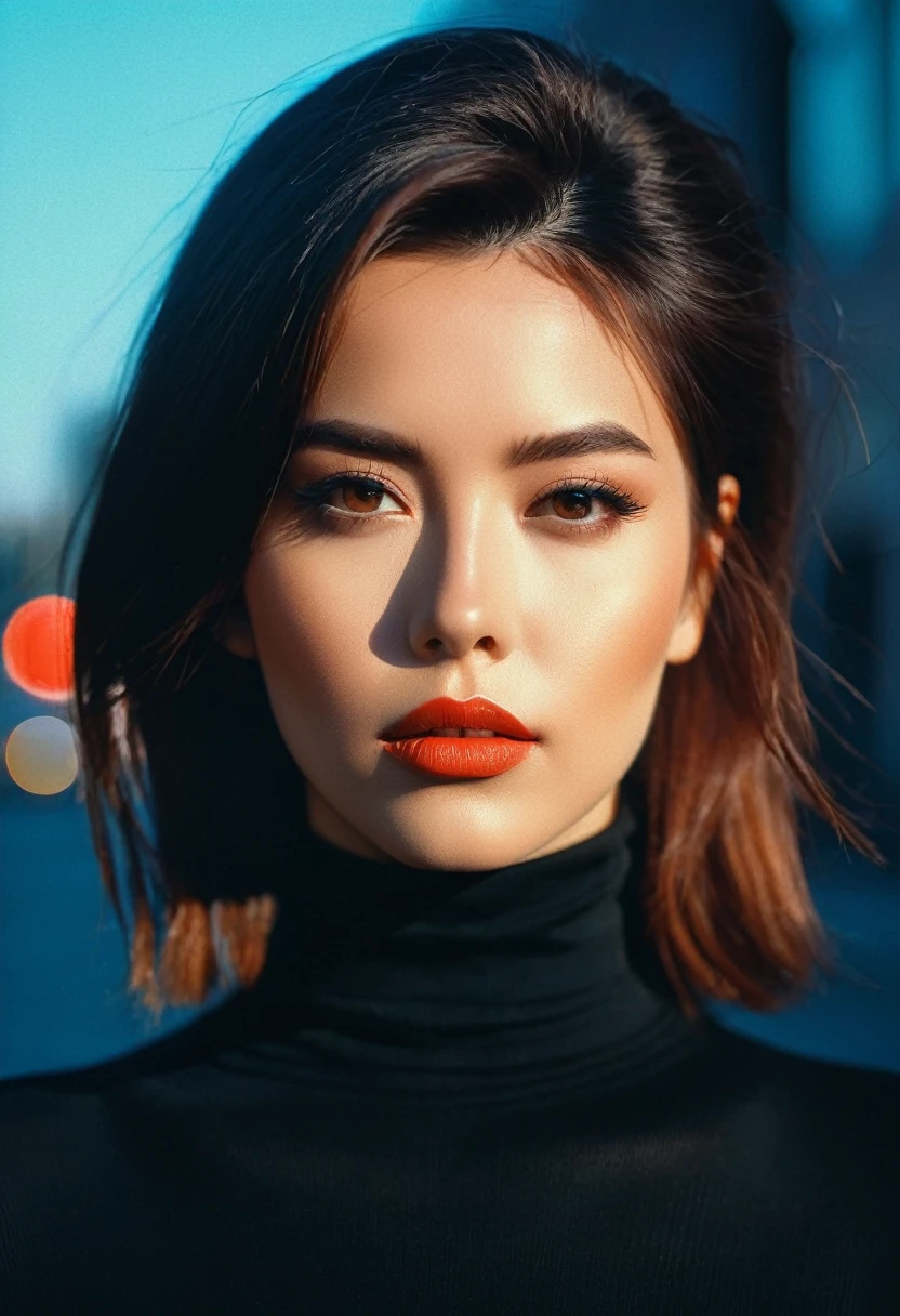 A stunning intricate full color portrait of (sks woman:1), wearing a black turtleneck, epic character composition, by ilya kuvshinov, alessio albi, nina masic, sharp focus, natural lighting, subsurface scattering, f2, 35mm, film grain, 