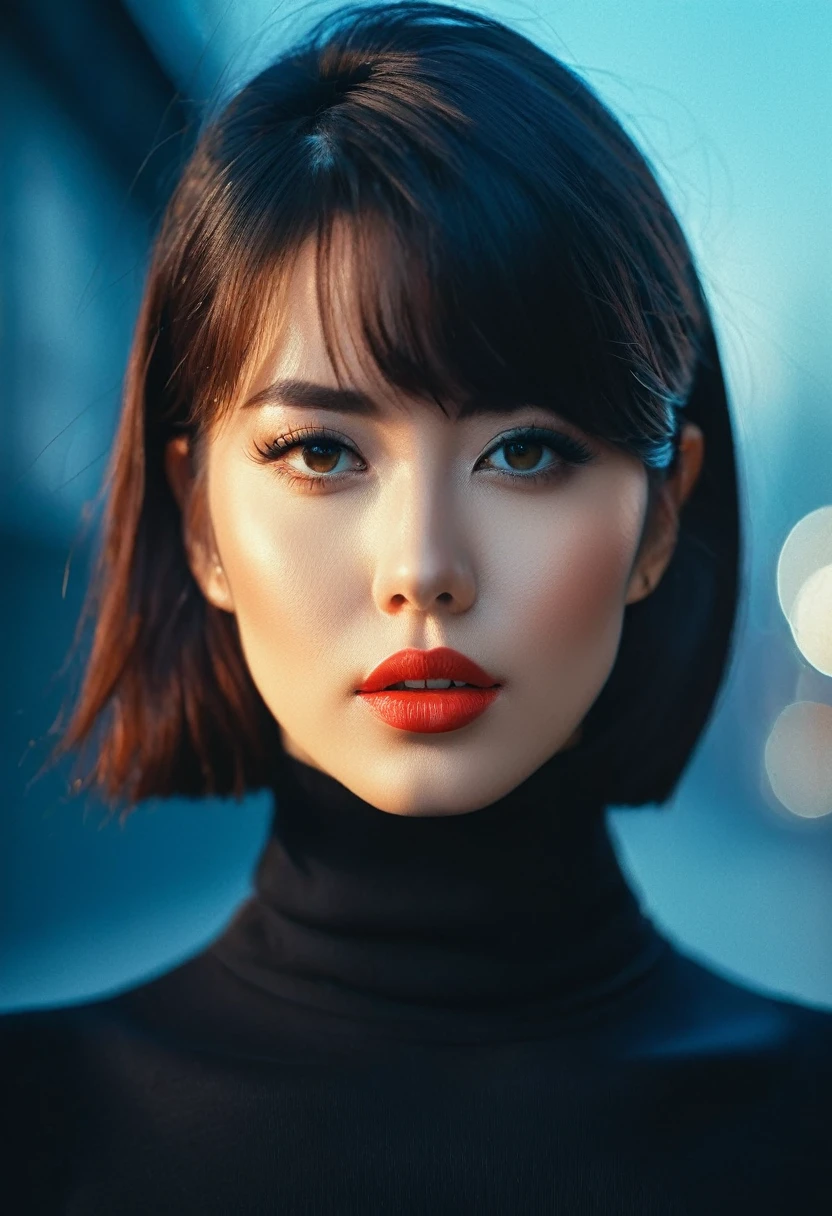 A stunning intricate full color portrait of (sks woman:1), wearing a black turtleneck, epic character composition, by ilya kuvshinov, alessio albi, nina masic, sharp focus, natural lighting, subsurface scattering, f2, 35mm, film grain, 