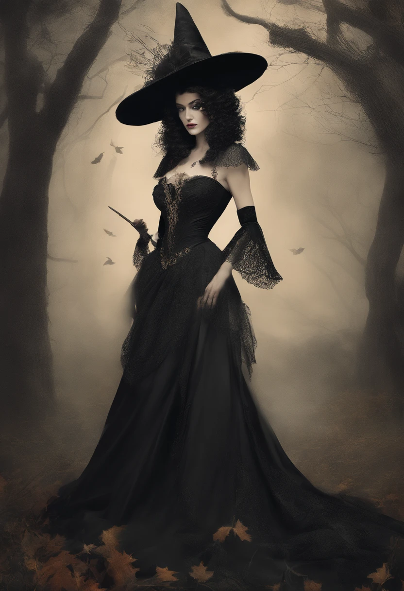 imagem arafada de uma mulher (looking like Zendaya ) in a hat((estilo seculo XVIII)(Importante)) e vestido preto(estilo seculo XVIII), Decote (without handle, em V:1.6, ombros a mostra), breast:1.45,cintura fina,fantasia sombria misturada com realismo, deusa da morte in a graveyard, deusa da morte, southern gothic art, classic witch, mulher negra, bruxa escura elegante, assustadora rainha da morte, photo of a mulher negra, artistic style tom bagshaw, beautiful female scary witch, mulher bruxa, seios grandes:1.5, roupa estilo seculo XVIII, decote estremamente grande, grande parte dos seios a mostra, colada no corpo, de frente ao visualizador, attention to the details