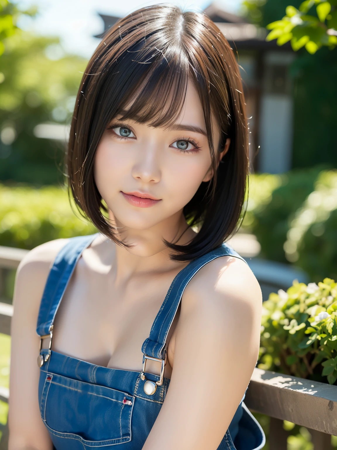 (squat)、(highest quality:1.5)、(Realistic:1.5)、(1 person:1.5)、(Very detailed)、(High resolution)、8k、(naked_overalls)、(Slightly small breasts)、Natural color lips、Cute Smile、20-year-old girl、(Beautiful and elaborate face)、(Perfect and beautiful face)、(Big eyes)、(Beautiful and elaborate face)、(Beautiful, balanced eyes)、Beautiful double eyelids、Perfect and beautiful face、Arched thin eyebrows、Slim face、(Slim figure)、Beautiful and thin nose、 Beautiful Skin、(Medium Bob Hair)、Natural Bangs、Fair skin、Front lighting、(Lighting the face)、Deep blue eyes、Slim waistline、Slim and beautiful legs、hydrangea、garden、