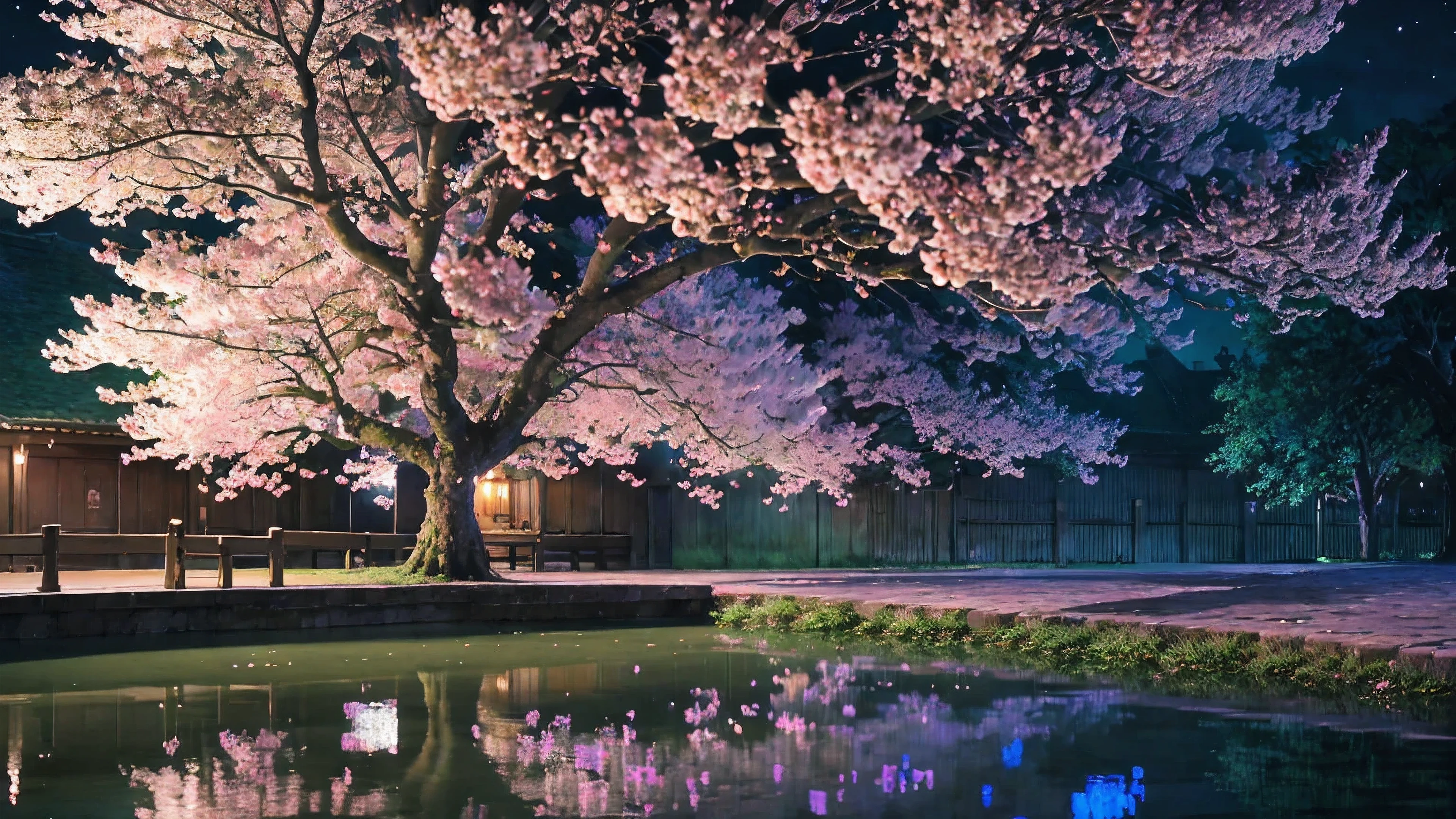 Best image quality、Realistic photos、Full Shot、I can see it all。Cherry Blossoms at Night、Big tree、Nice views、An unforgettable promise、Long waiting、Big tree of memories、A nostalgic world、A mysterious sight、Calm atmosphere、Night World。