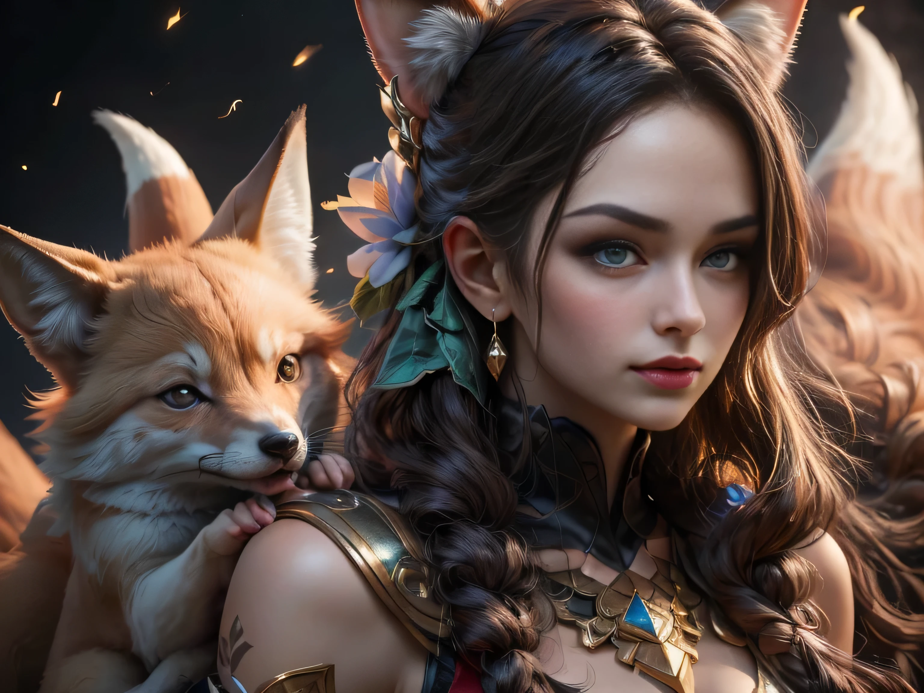 (Best quality, 8K, masterpiece, HDR, soft lighting, perfect image, realistic, Bright), a guy and a fox girl play Go against the backdrop of a mountain waterfall, landscape with a mountain waterfall in the background, sitting foxes guy and girl behind a goban (Go board), [(handsome man, he has beautiful blue eyes and a kind smile, black hair, naked torso with developed body, (Beautiful fox girl with green eyes, red hair, innocent expression)], (Fantasy ultra high quality art, latest fantasy), masterpiece, Ultra high quality male and female character designs, anime art with 8k development, realistic anime art, wallpaper illustrations of the highest quality, complex ultra-high quality accurate faces of male and female characters, high quality design and precision physics (ultra high quality fantasy style)), art, dark fantasy)) Style), Masterpieceы, super quality characters, resolution anime - 8k, realistic anime art, highest quality wallpaper illustration, Ultra-high facial detail, high-quality design and physics accuracy), by color, depth of field, to the shadows, ray tracing, high quality and production of computer wallpapers in 8K resolution. (Accurate simulation of the interaction of light and material)], [Carefully detailed hair [Read more about beautiful and shiny hair]], (Perfectly detailed hands [perfect fingers [Beautiful nails]], (perfect anatomy (perfect proportions)) [[ Look at full growth]], [Ideal color coordination (Accurate simulation of the interaction of light and material)], [art, conveying the meaning of history], [game in Go]