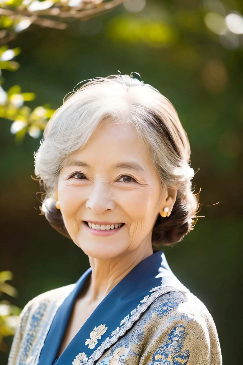 87 years old、smile、beautiful、The elegant and sophisticated clothing of the upper class of Chosun、Shining eyes、stare、