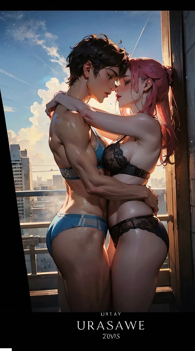 (((masterpiece))), (((best quality))), (((ultra detailed))), (((cinematic lighting))), (((dynamic camera angle))), (((dynamic view angle))), (((scenery))), (((20 years old))), 2 Girls making out in a beautiful sky view, ((view from side)), ((focus on girls)), ((facing each other)), (dynamic hugging posture:1.2), large breasts, underwear, lingerie, tungue kiss, saliva trail, armpits, ass, blush, steamy breathing, ((beautiful)), ((nai3)), 