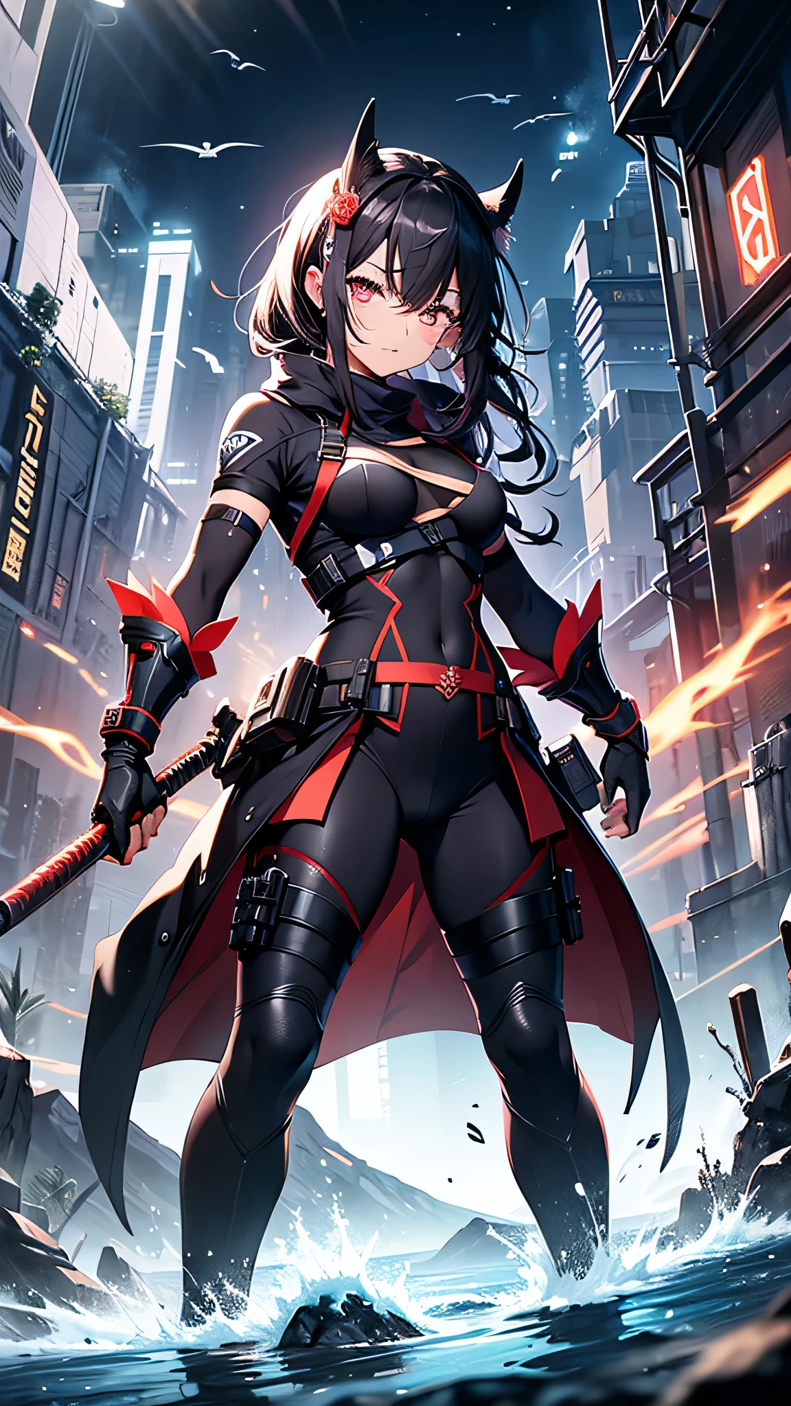 A beautiful and powerful heroine is fighting with a super villain in a big and fancy city, action scene, superpowers, full body shot, daylight, high definition, Ultra Quality, 8k, masterpiece, intricate details, volumetric light, dynamic compositing