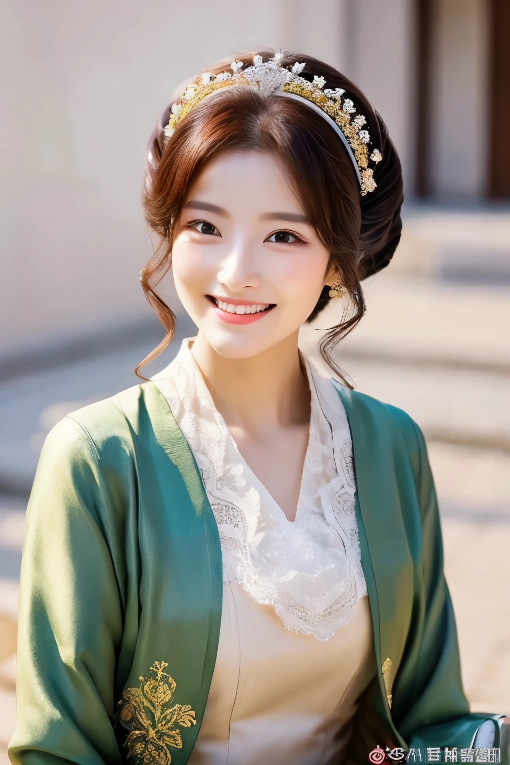 {{{87 years old}}}、smile、beautiful、The elegant and sophisticated clothing of the upper class of Chosun、Shining eyes、stare、