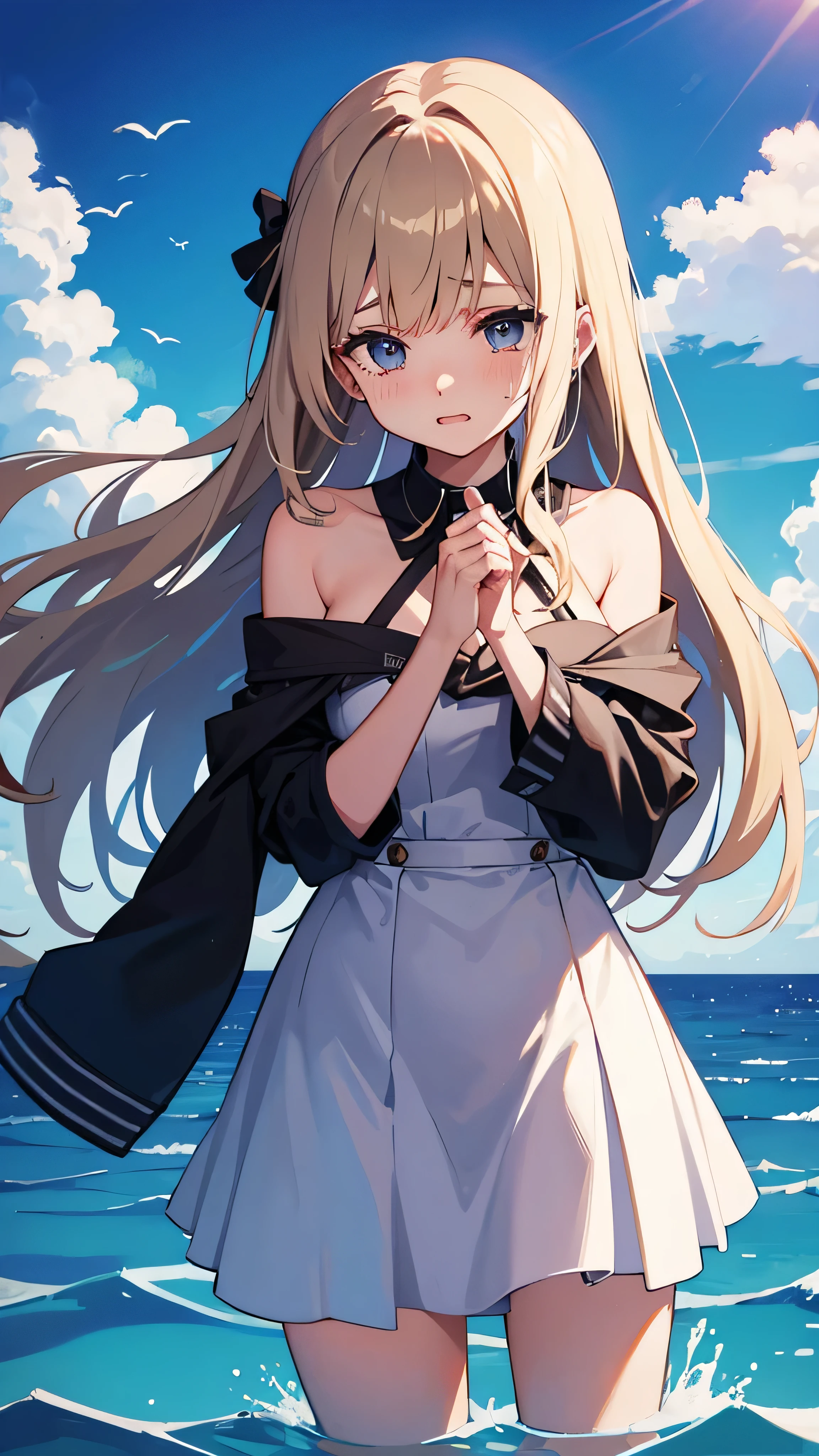 Crying woman Ocean
