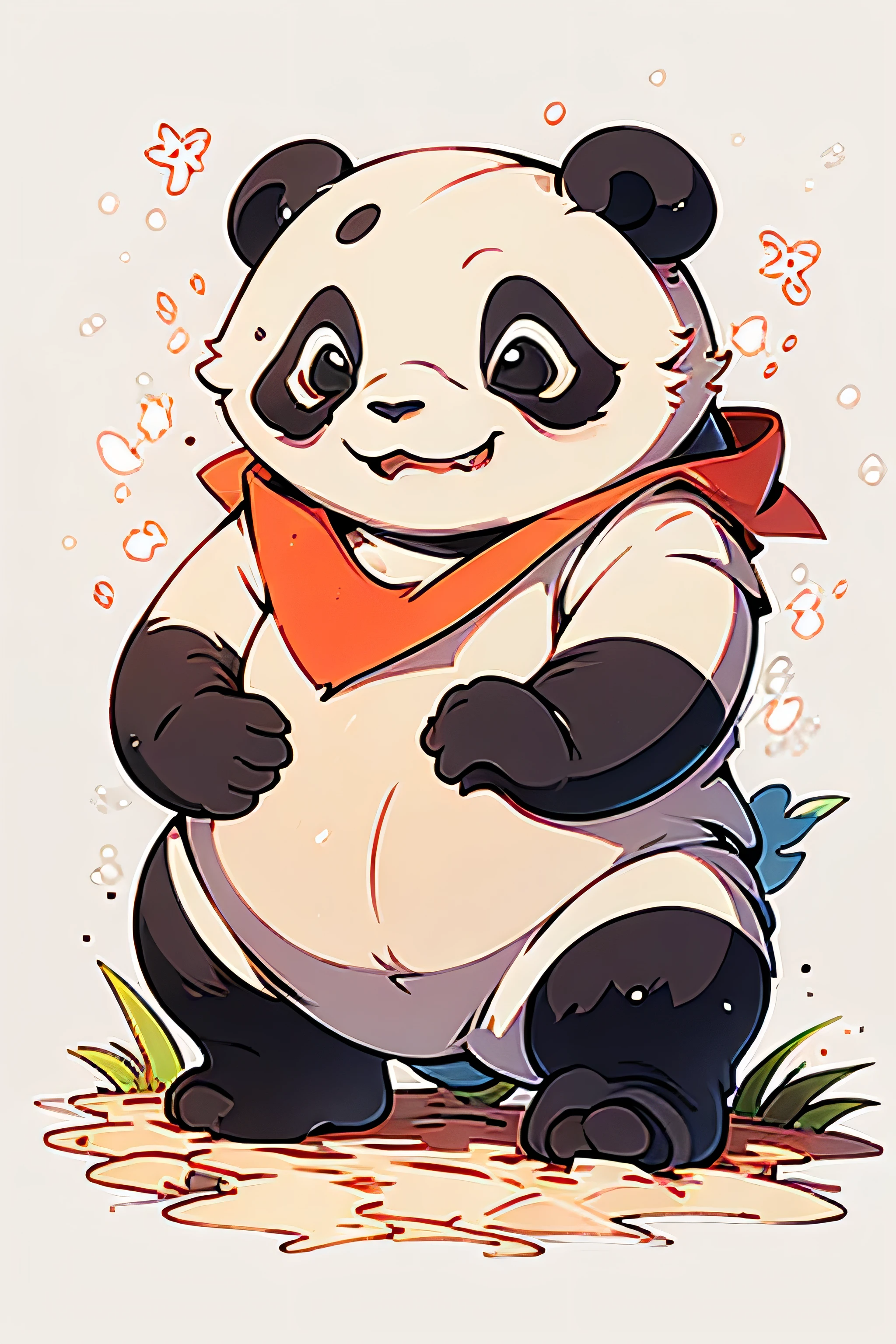 Masterpiece, coloring-book, lineart, perfect lineart, comic style, cute pandas in adventurous fantasy setting