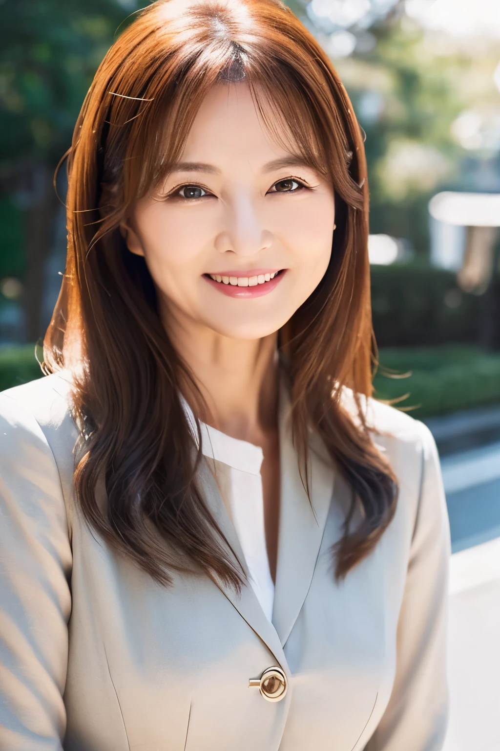 57 years old、smile、beautiful、Elegant adult attire、Shining eyes、stare、Advanced service、