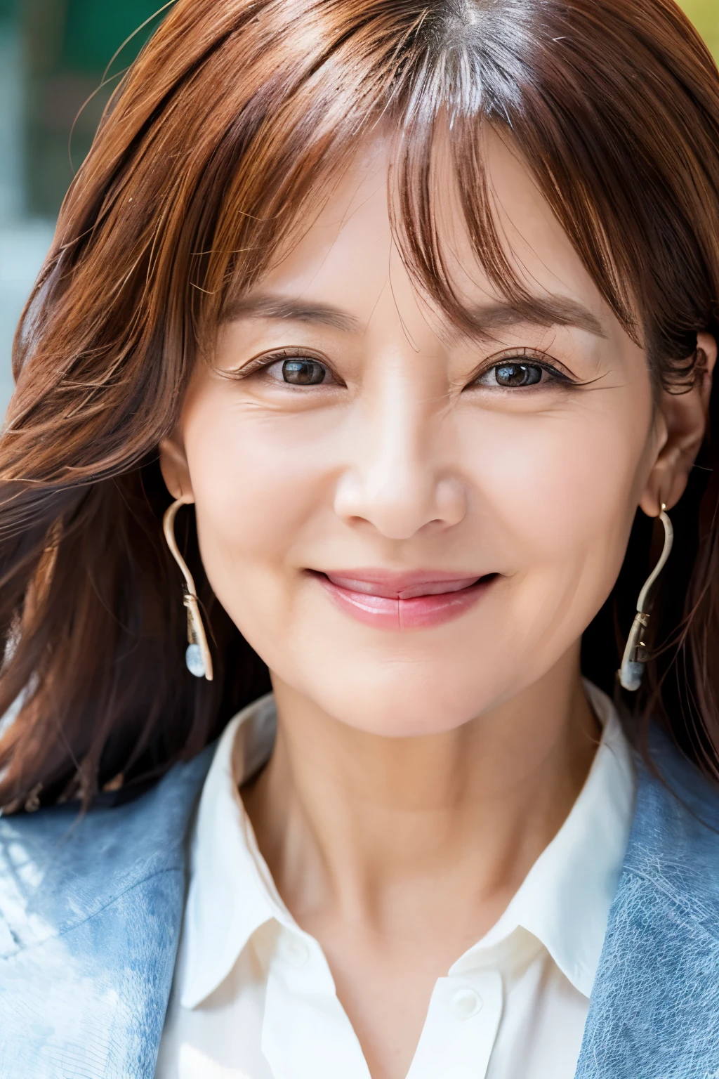 57 years old、smile、beautiful、Elegant adult attire、Shining eyes、stare、Advanced service、