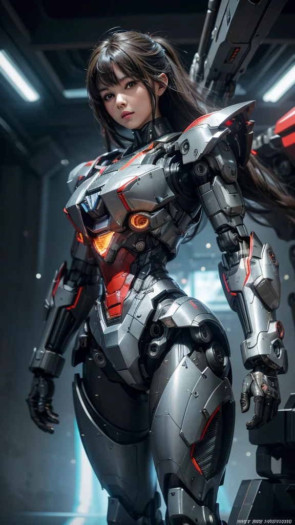 Super detailed, advanced details, high quality, High resolution, 1080p, hard disk, beautiful,(war machine),Armor War,Micro Missile Gun,She has machine guns on both arms,Capture the big picture,beautiful,Mecha cyborg girl,battle mode,Mecha body girl,She is wearing a futuristic war machine weapon mecha
