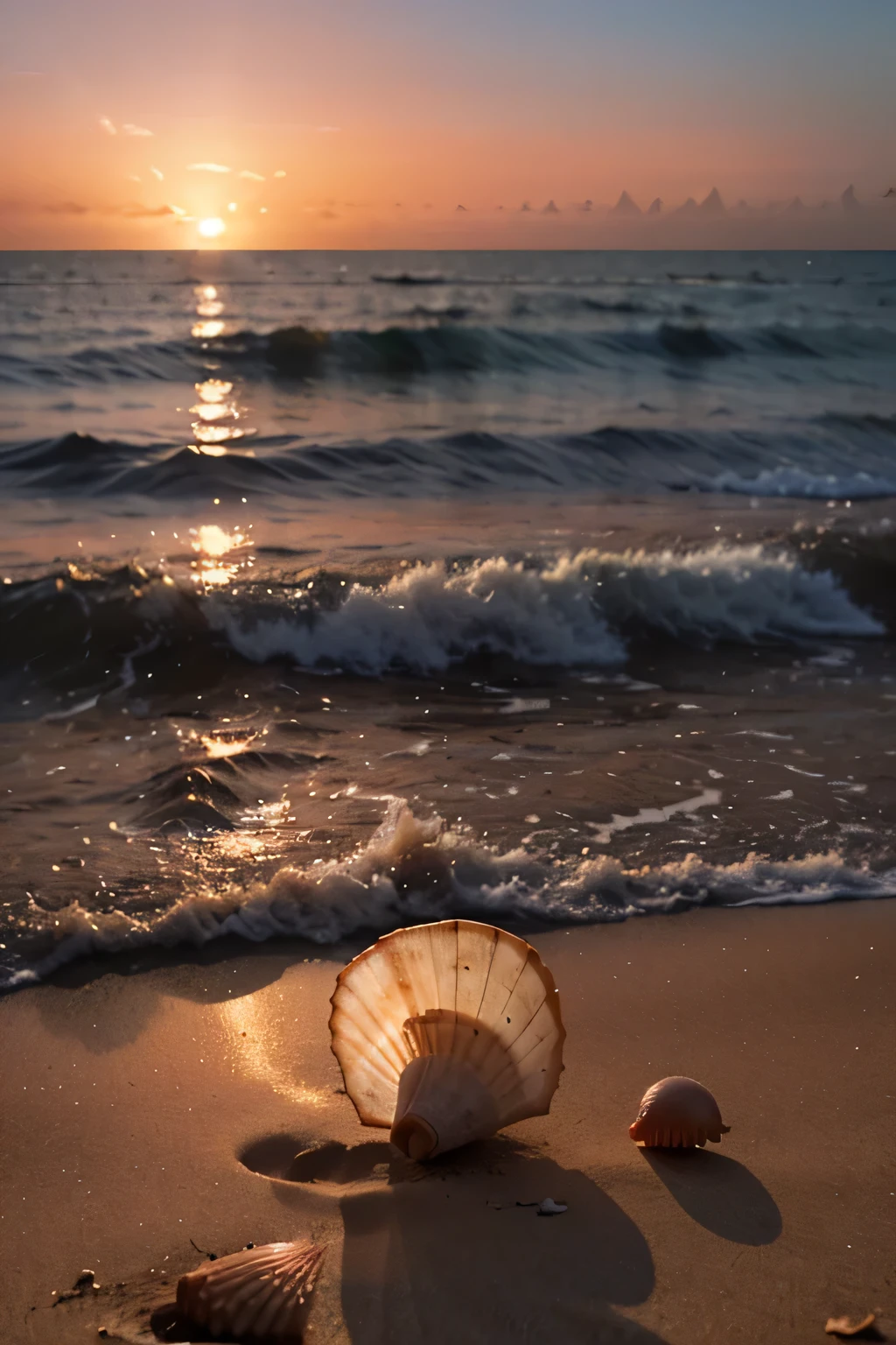 Shells falling from the sunset sky