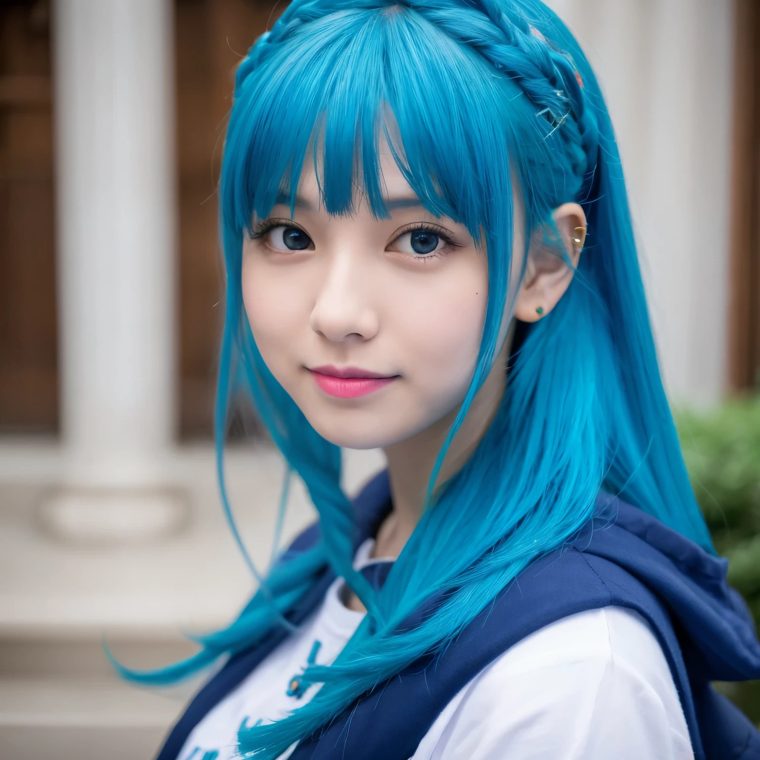 Cute girl with blue hair