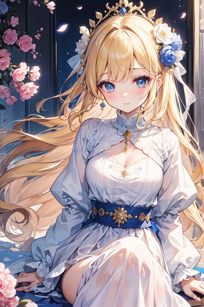 [This character is a young woman, likely in her late s, with a gentle and warm demeanor. Her hair is a soft shade of golden blonde, styled in loose curls that frame her face. Her eyes are a calm and serene blue.

She wears a flowing dress in pastel colors, adorned with subtle floral embroidery that adds a touch of elegance. A simple crown of flowers adorns her hair, enhancing her ethereal appearance.

Her posture is graceful, with a serene smile on her lips. There's a sense of innocence and wonder in her gaze, reflecting her youthful spirit.

The overall image is detailed and clear, capturing the character's gentle beauty and serene demeanor. Presented in high-resolution 8k quality, every aspect of her appearance is rendered with precision and clarity, inviting viewers to appreciate her enchanting presence.]